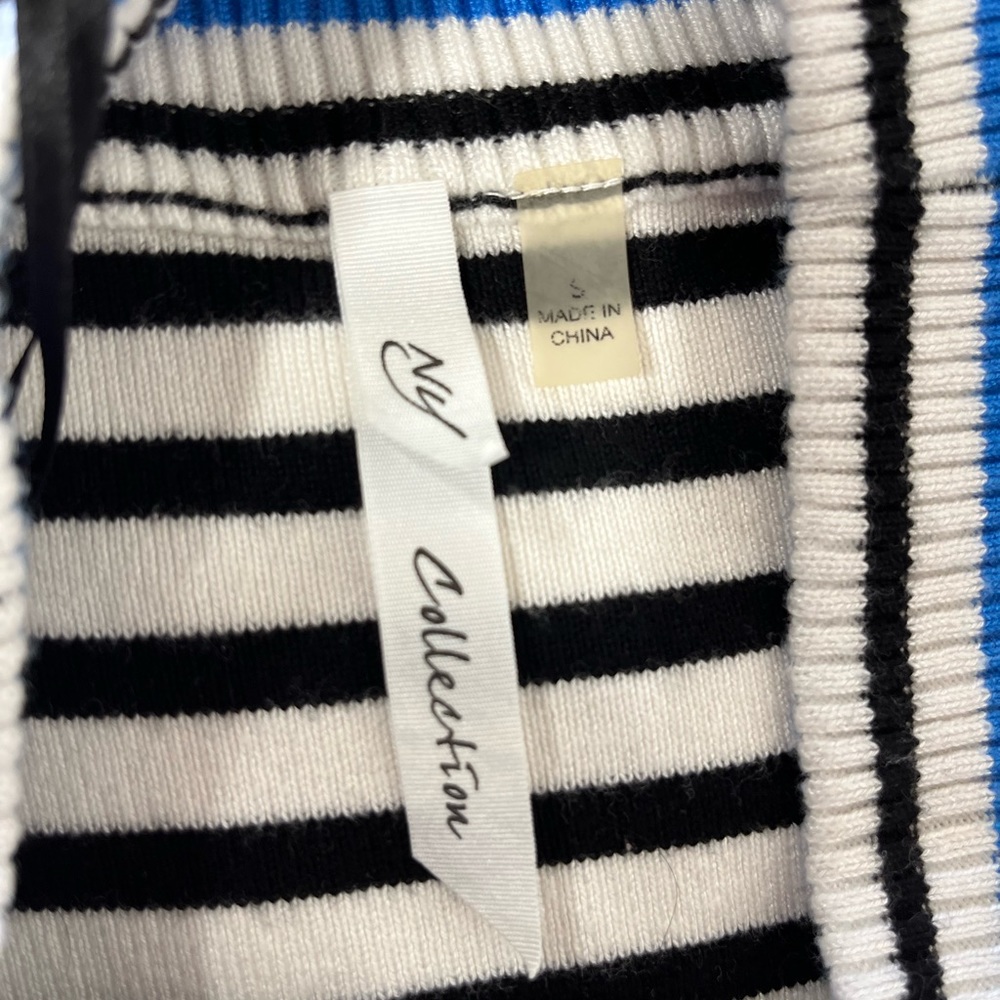 Striped black blue whit blouse - Picture 2 of 3